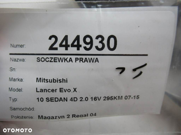 SOCZEWKA PRAWA MITSUBISHI LANCER VIII (CY_A, CZ_A) 2007 - 2022 EVO X (CZ4A) 217 kW [295 KM] benzyna - 10