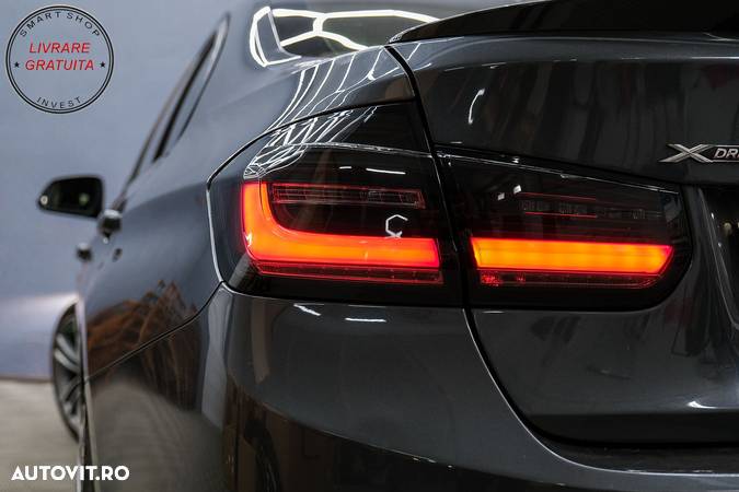 Stopuri LED BAR BMW Seria 3 F30 (2011-2019) Negru Fumuriu LCI Design cu Semnal Din- livrare gratuita - 17