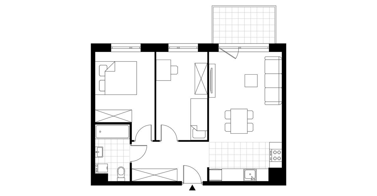 3-pokojowe mieszkanie 52m2 + balkon - Pełny obrazek: 3/8