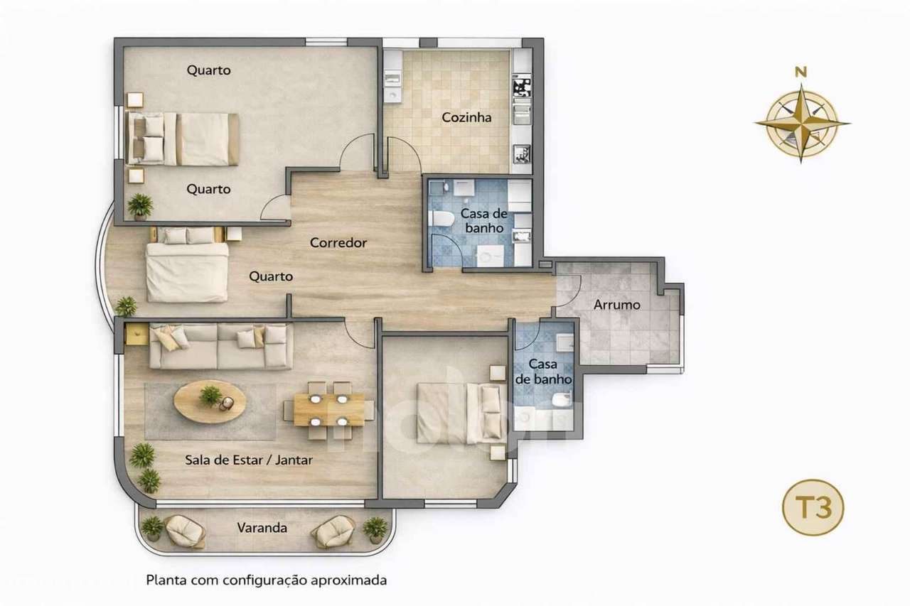 Apartamento T3 com Parqueamento e Arrecadação – Caxarias, Ourém - Grande imagem: 4/4