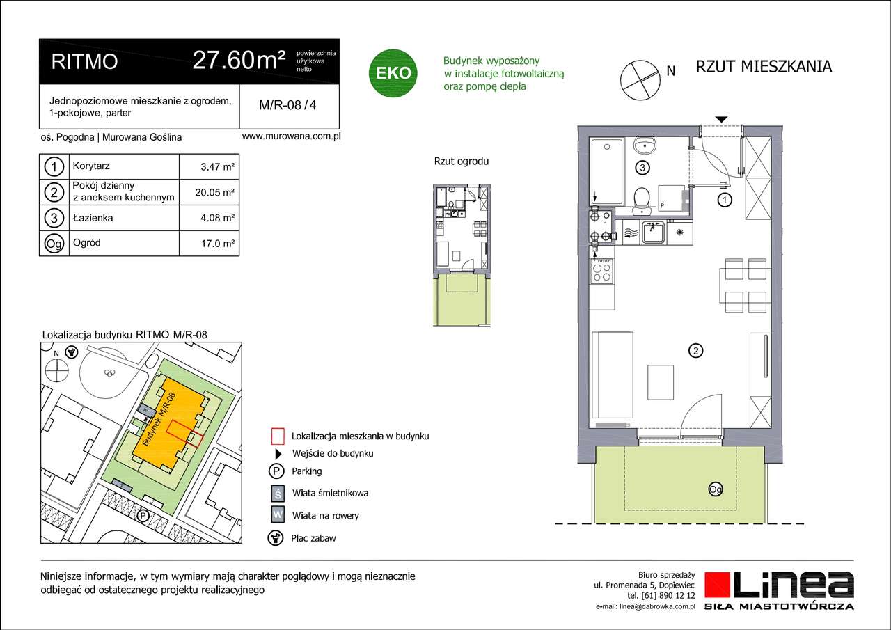 1-pokojowe mieszkanie 27m2 + ogródek - Pełny obrazek: 2/3
