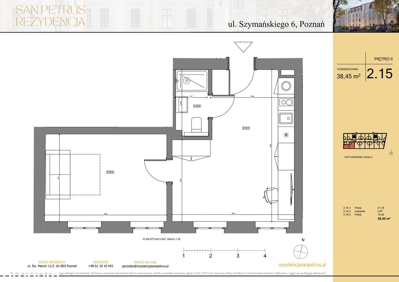 2-pokojowe mieszkanie 38m2 Bez Prowizji - Pełny obrazek: 2/7