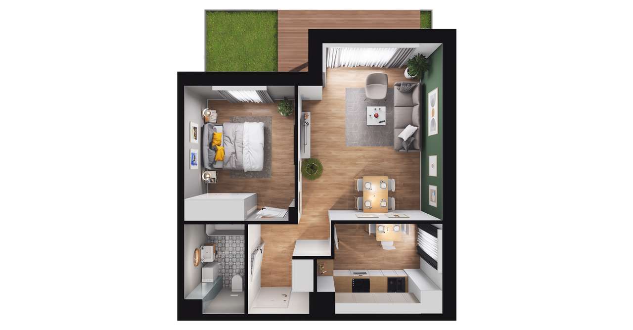 2-pokojowe mieszkanie 49m2 + ogródek Bez Prowizji - Pełny obrazek: 2/8