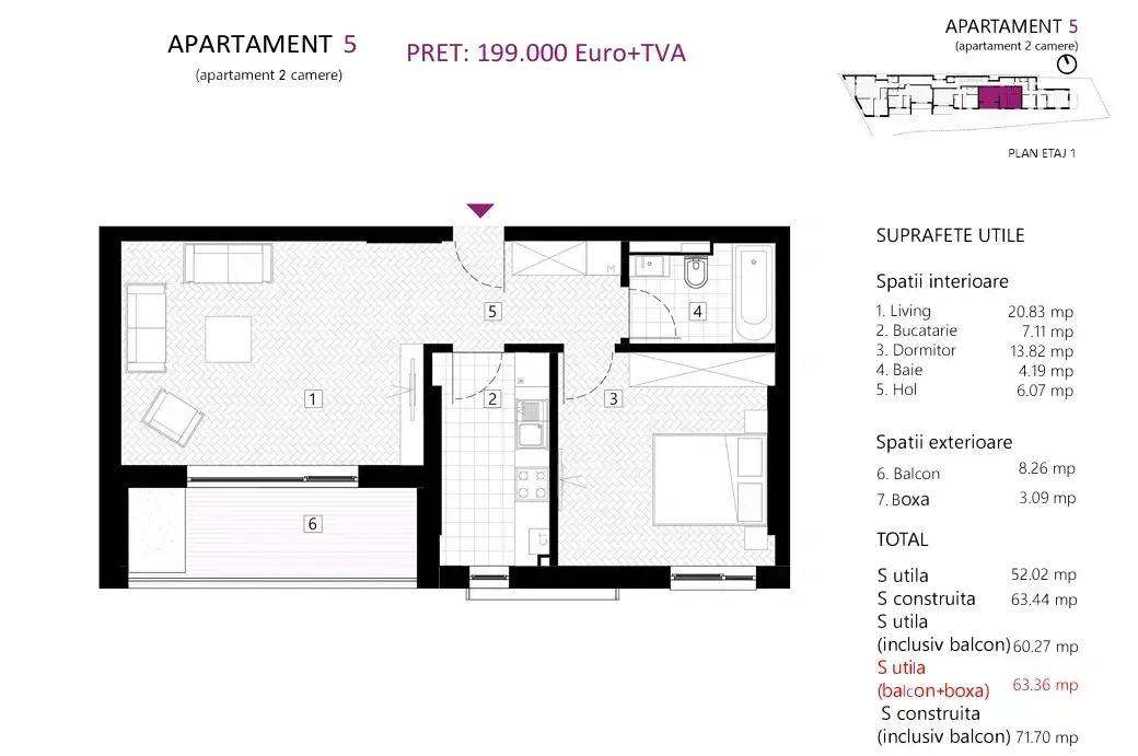 Apartament 2 camere, balcon, boxa, metrou Stefan cel Mare, bloc nou-6
