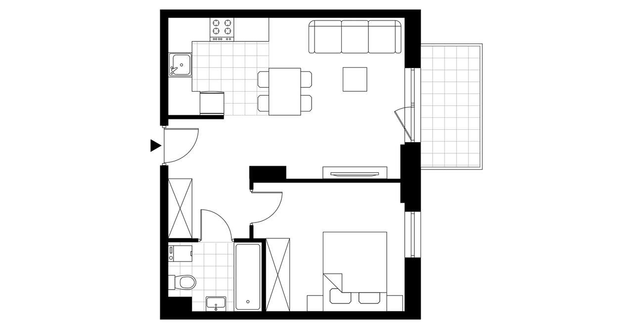 2-pokojowe mieszkanie 42m2 + balkon Bez Prowizji - Pełny obrazek: 3/8