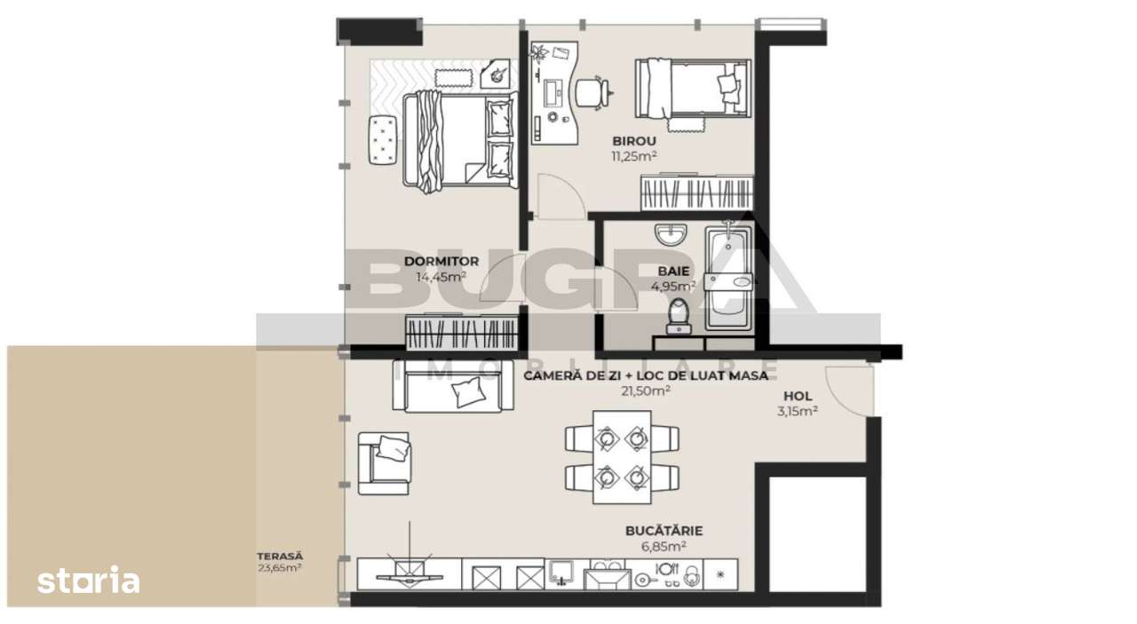 Apartament 3 camere, 62 mp, terasa 24 mp, zona autogara - Imagine principală: 1/3