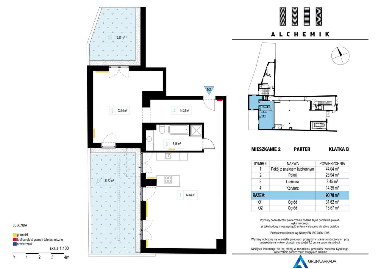 4-pokojowe mieszkanie 90m2 + 2 ogródki - Pełny obrazek: 2/9