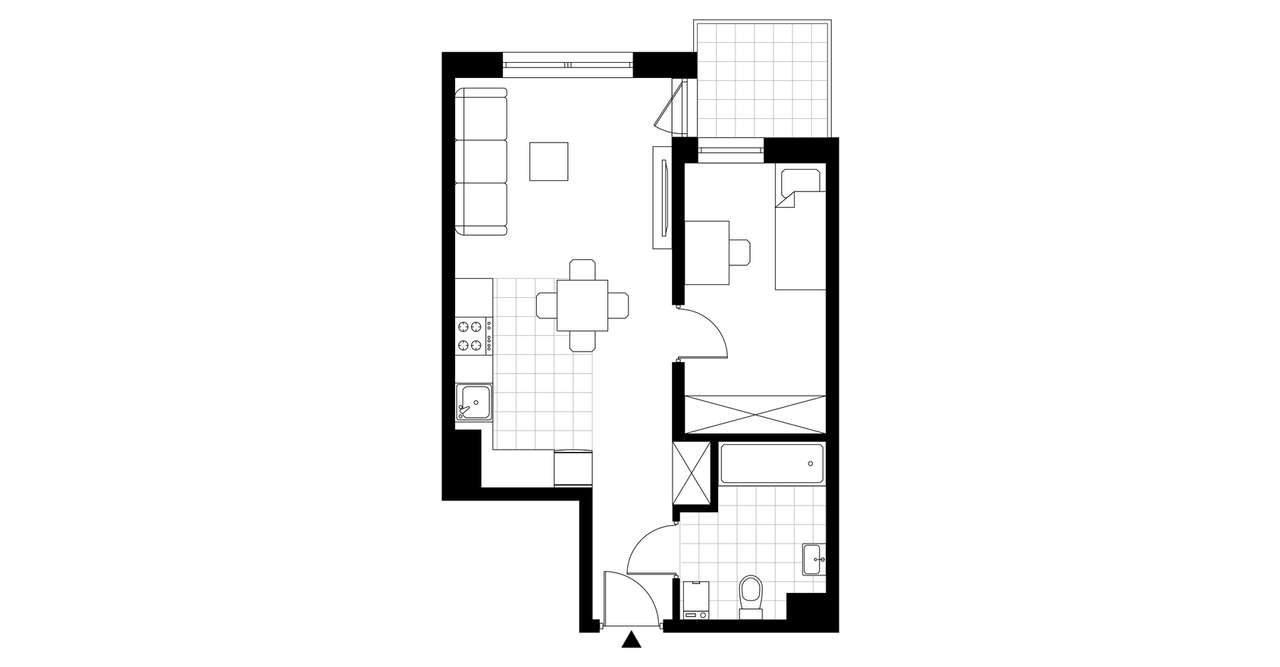 2-pokojowe mieszkanie 39m2 + taras Bezpośrednio - Pełny obrazek: 3/8