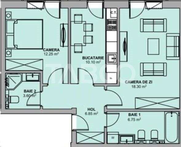 Apartament decomandat la cheie 2 camere 58 mpu balcon parcare Sibiu - Imagine principală: 4/14