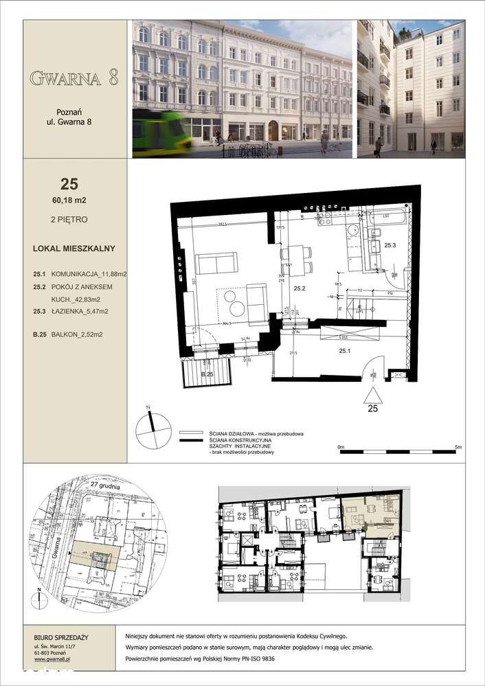 1-pokojowe mieszkanie 60m2 + balkon - Pełny obrazek: 2/9