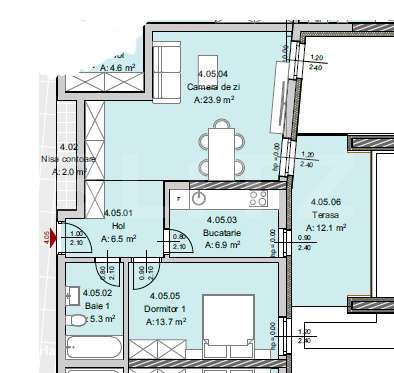 Apartament 2 camere, 56 mp, Terasa 12 mp, Imobil Nou, Semicentral - Imagine principală: 5/5