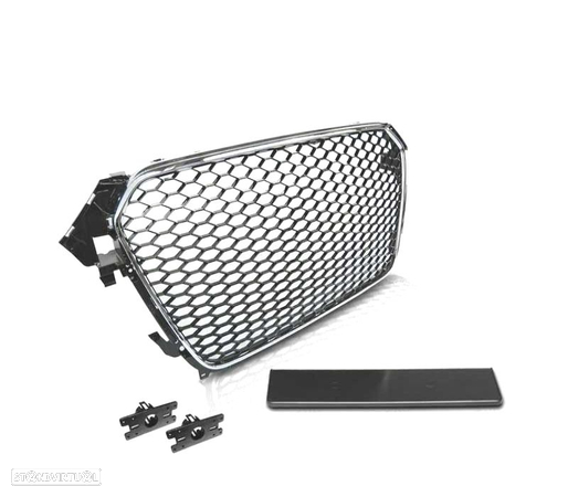 GRELHA FRONTAL PARA AUDI A4 B8 11-15 COR CROMADA PRETO - 4