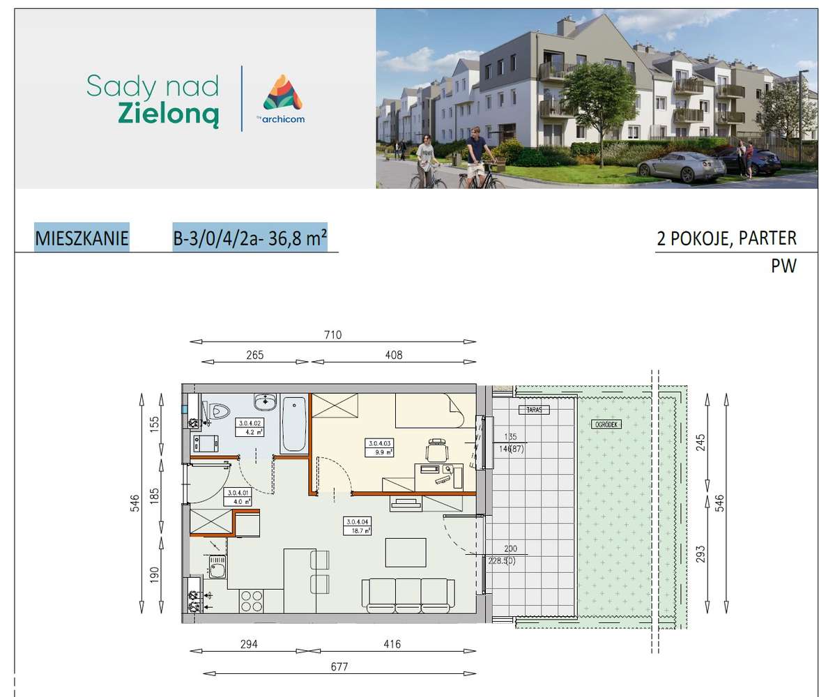 Super Cena 2pok. z Ogrodem 800m tramwaj Książe Małe-1