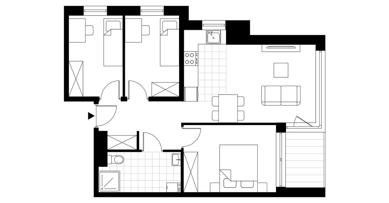 4-pokojowe mieszkanie 55m2 + balkon - Pełny obrazek: 3/8