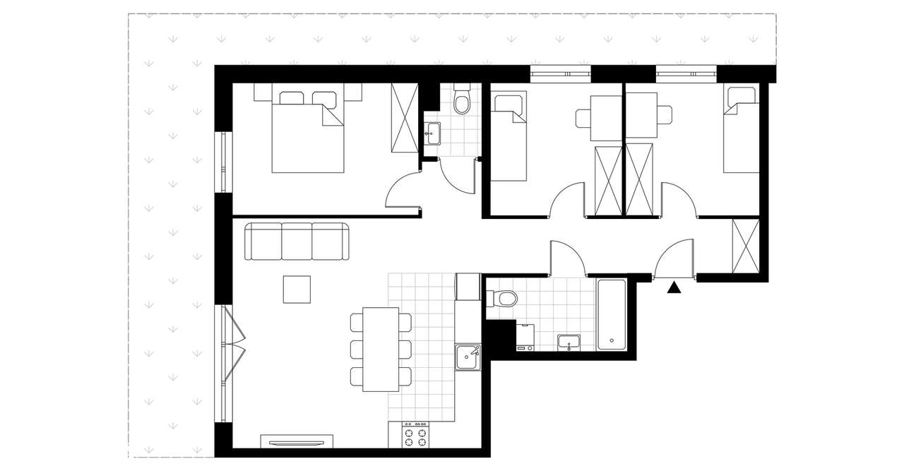 4-pokojowe mieszkanie 75m2 + ogródek - Pełny obrazek: 3/8