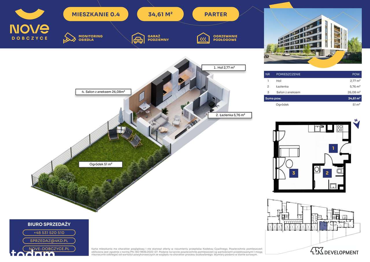 Nove Dobczyce | mieszkanie 1-pok. | 4 - Pełny obrazek: 2/7