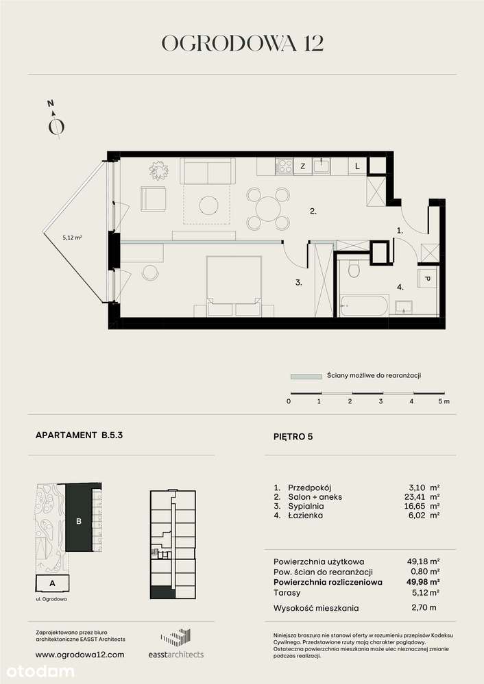 Ogrodowa 12 | apartament B/5/3 | rezerwacja - Pełny obrazek: 2/11