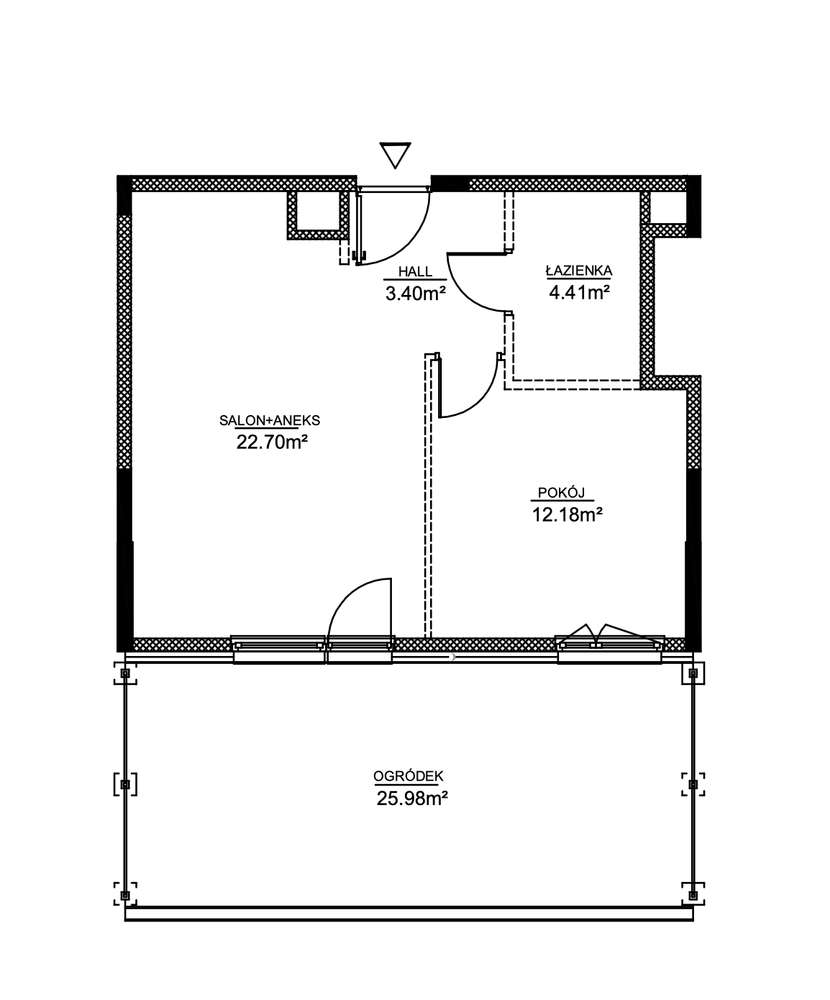 Dwa pokoje z ogródkiem 26 m2| Metro-15