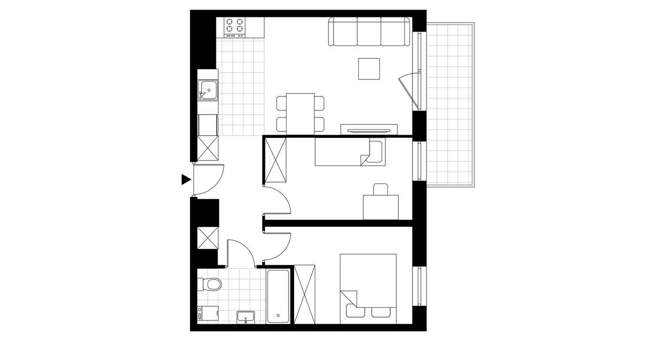 3-pokojowe mieszkanie 50m2 + balkon - Pełny obrazek: 3/8