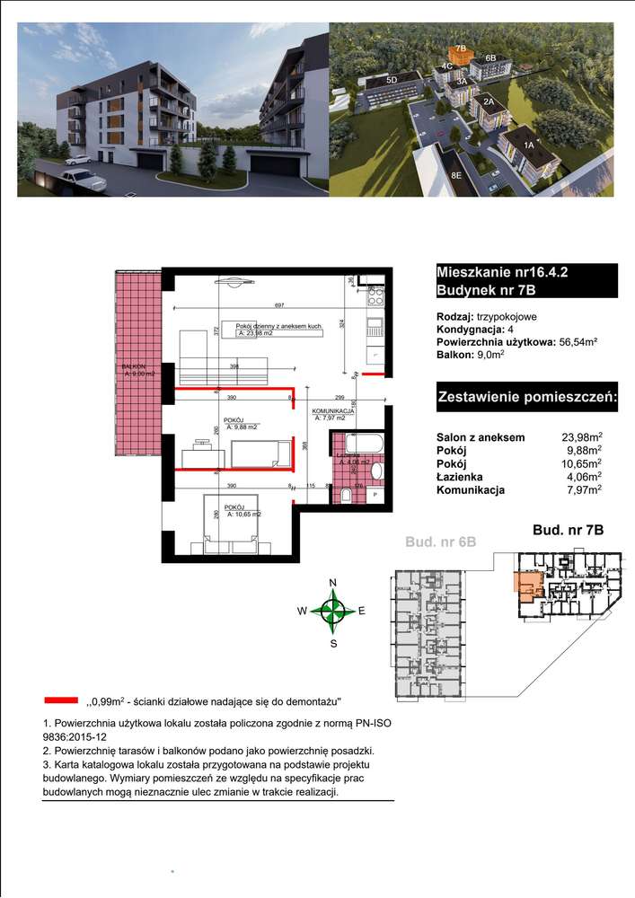 3-pokojowe mieszkanie 56m2 + balkon Bezpośrednio - Pełny obrazek: 2/9