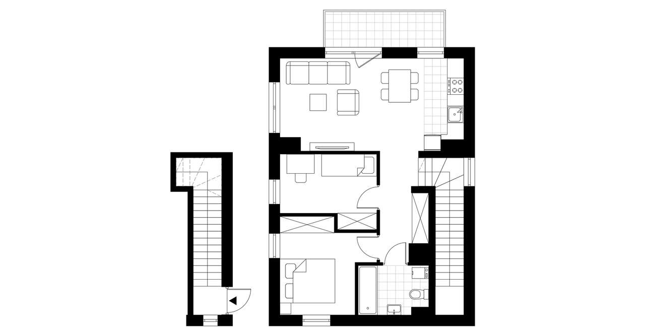 3-pokojowe mieszkanie 47m2 + balkon - Pełny obrazek: 3/8