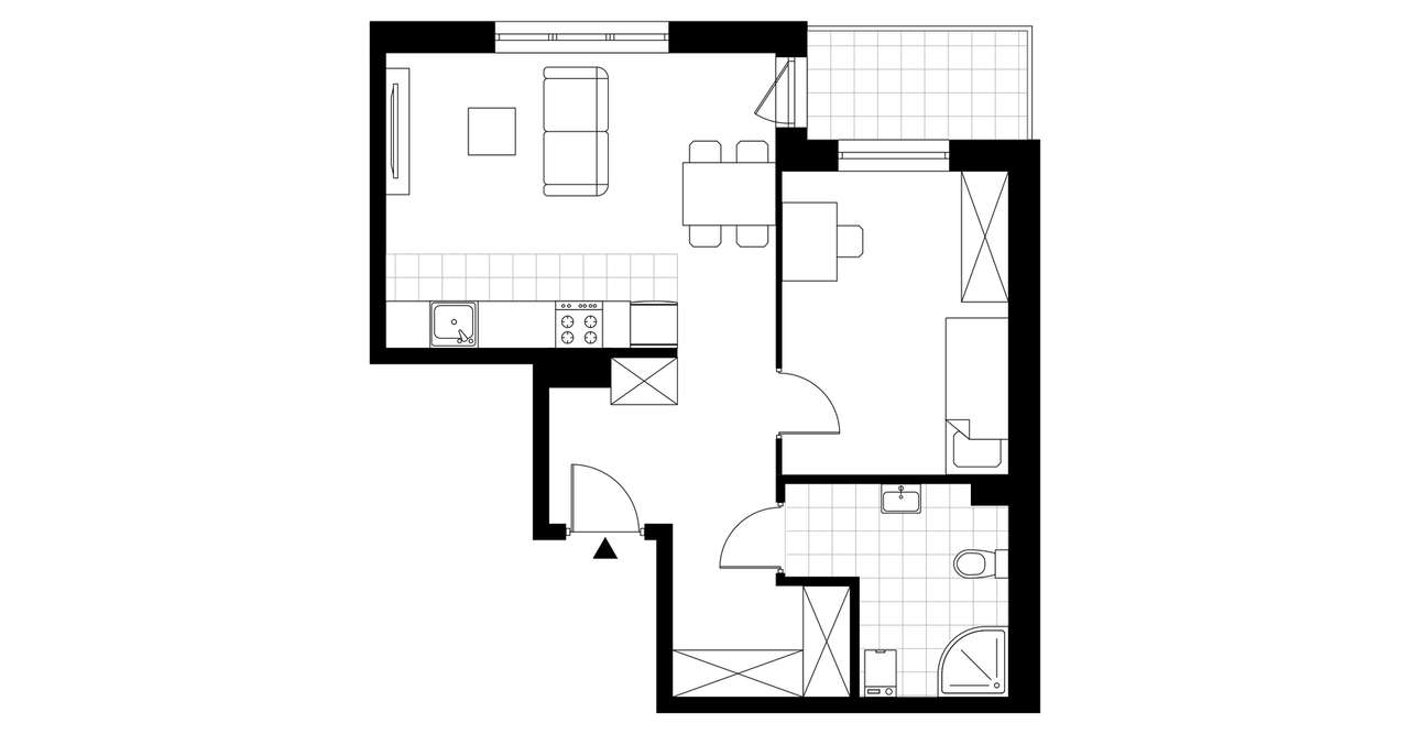 2-pokojowe mieszkanie 46m2 + balkon - Pełny obrazek: 3/8