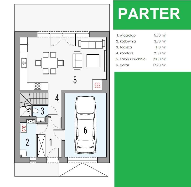 Nowoczesny SEGMENT  budynku z garażem i działką - Pełny obrazek: 3/12