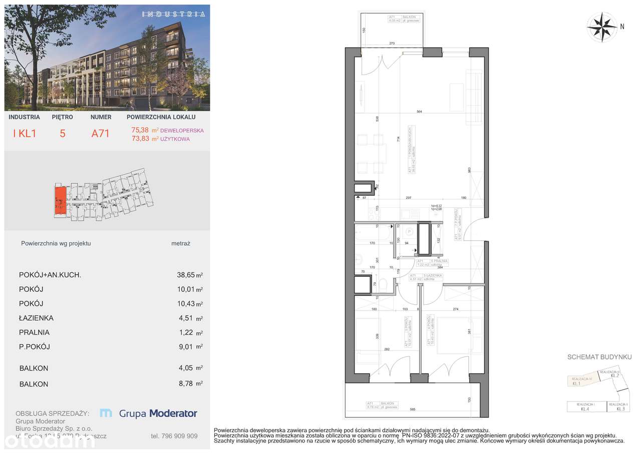 Nowe / 2 balkony / pralnia / 3 pokoje / sufit 4,12 m! Industria-3