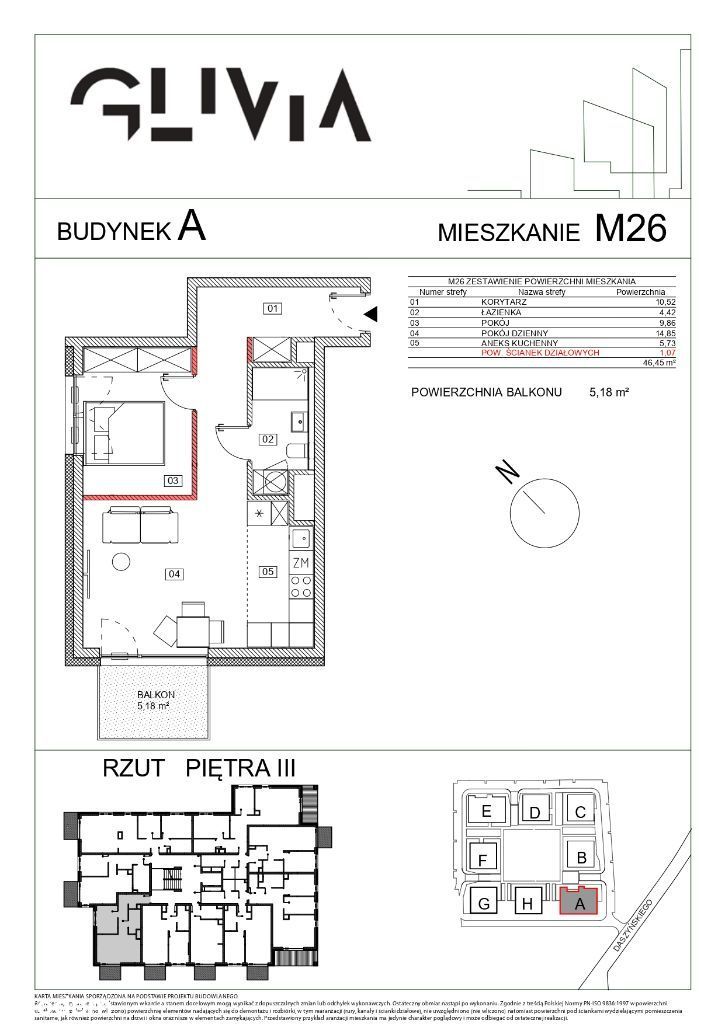 Apartament GLIVIA / 2-pokojowy z Balkonem / Garaż