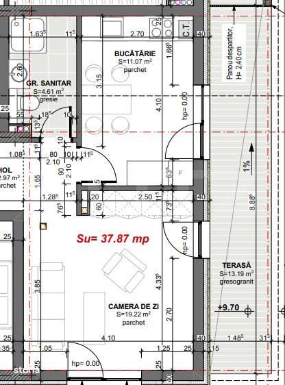 Apartament 2 camere cu terasa 13 mp – bloc nou Apahida - Imagine principală: 5/5