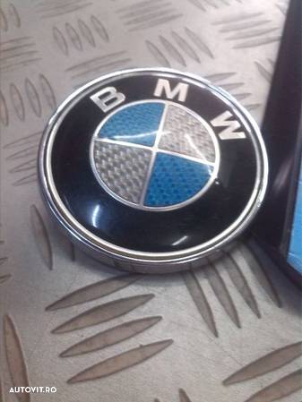 Embleme BMW carbon 3d ALBASTRU capota,portbagaj,volan si jante kit 7 piese - 5