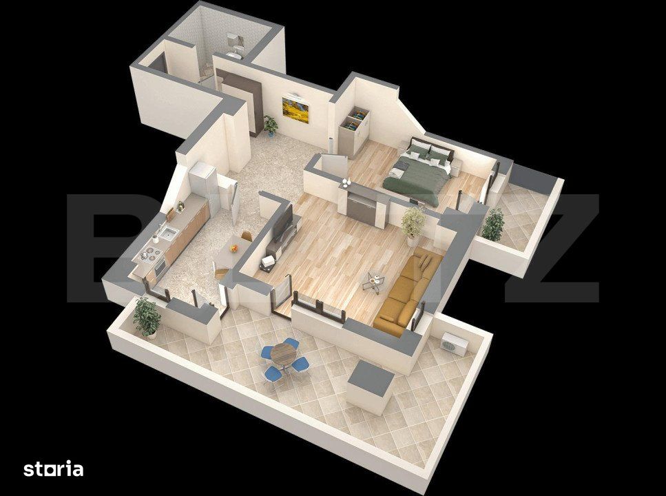 Apartament 2 camere D, 58.05 mp, 13.5mp terasa, zona Nicolina