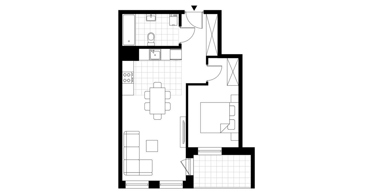 2-pokojowe mieszkanie 43m2 + loggia - Pełny obrazek: 3/8
