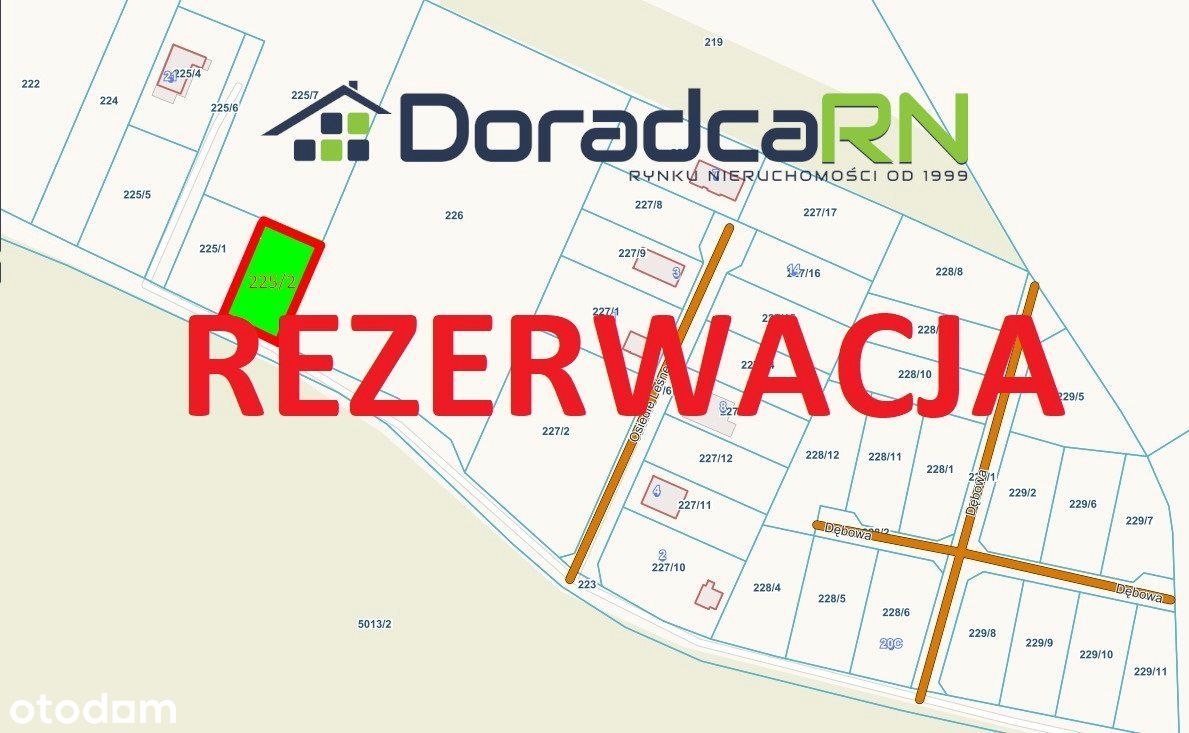 Działka budowlana 1041m², Zakrzewko, Duszniki