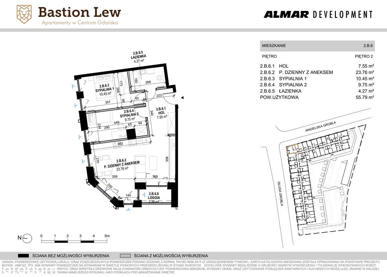 Bastion Lew  | mieszkanie 3-pok. | 2.B.6 - Pełny obrazek: 2/7