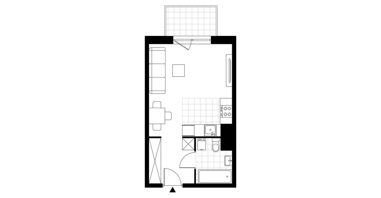 1-pokojowy apartament inwestycyjny 26m2 + balkon - Pełny obrazek: 3/8