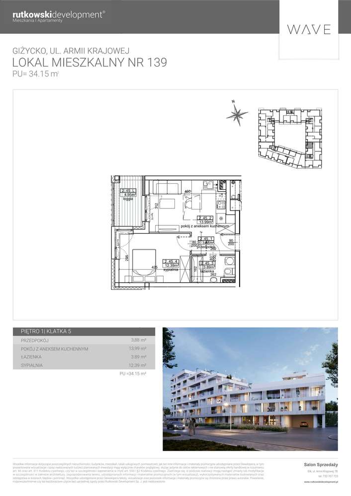 2-pokojowe mieszkanie 34m2 Bez Prowizji - Pełny obrazek: 2/7
