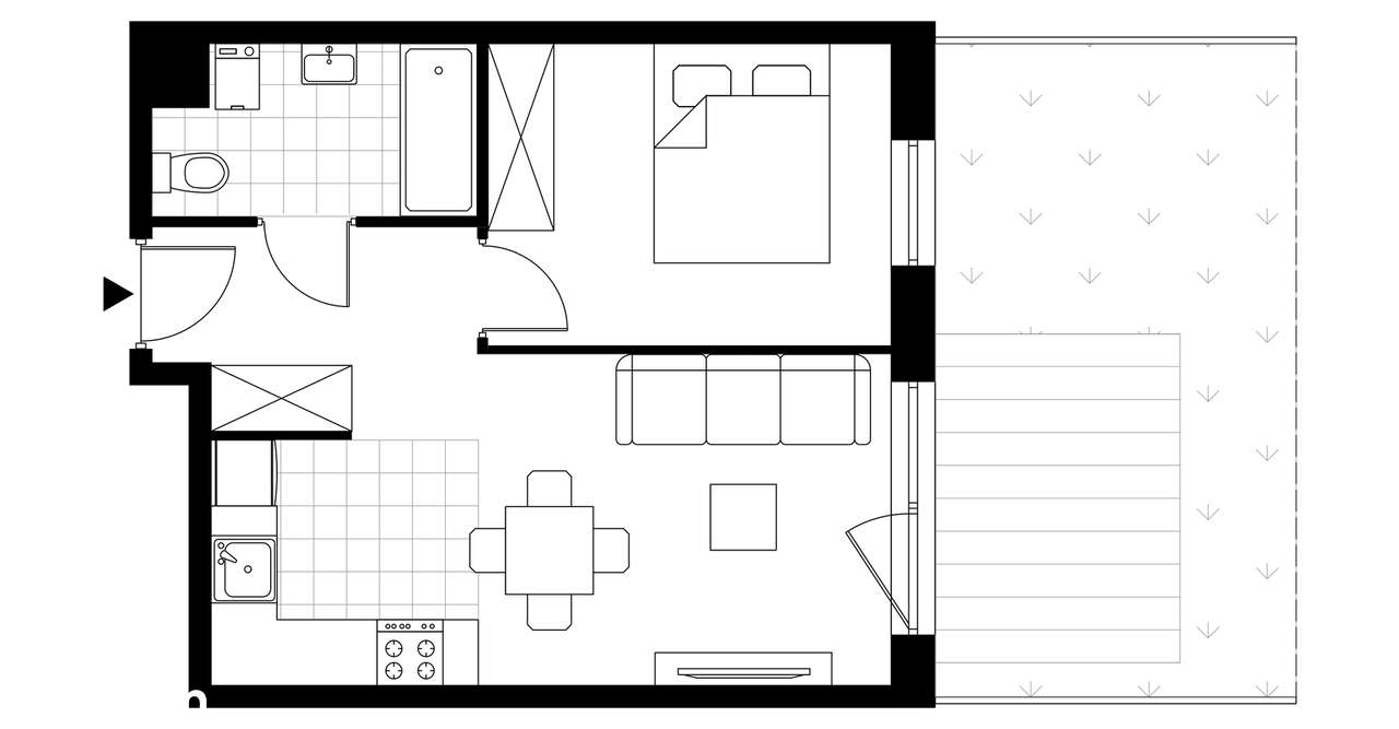 2-pokojowe mieszkanie 35m2 + ogródek Bezpośrednio - Pełny obrazek: 3/8
