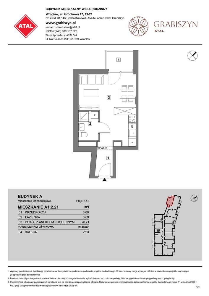 1-pokojowe mieszkanie 28m2 + balkon Bezpośrednio - Pełny obrazek: 2/9