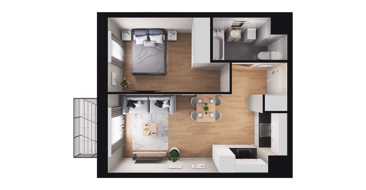 2-pokojowe mieszkanie 35m2 + balkon Bez Prowizji - Pełny obrazek: 2/8