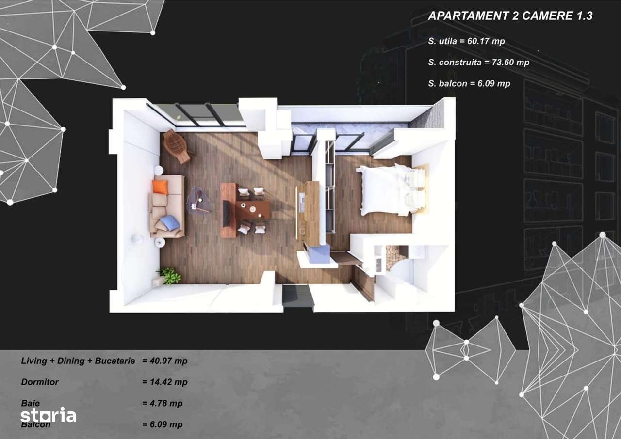 Tomis Plus 2 camere 66 mp et. 3 lift încălzire pardoseală la cheie - Imagine principală: 2/8