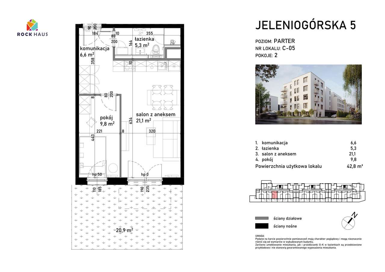 Jeleniogórska 5 | mieszkanie 2-pok. | C-05 - Pełny obrazek: 2/8