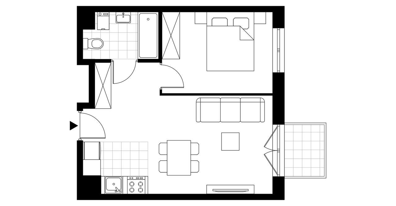 2-pokojowe mieszkanie 38 m² + balkon Bezpośrednio – pohled 4