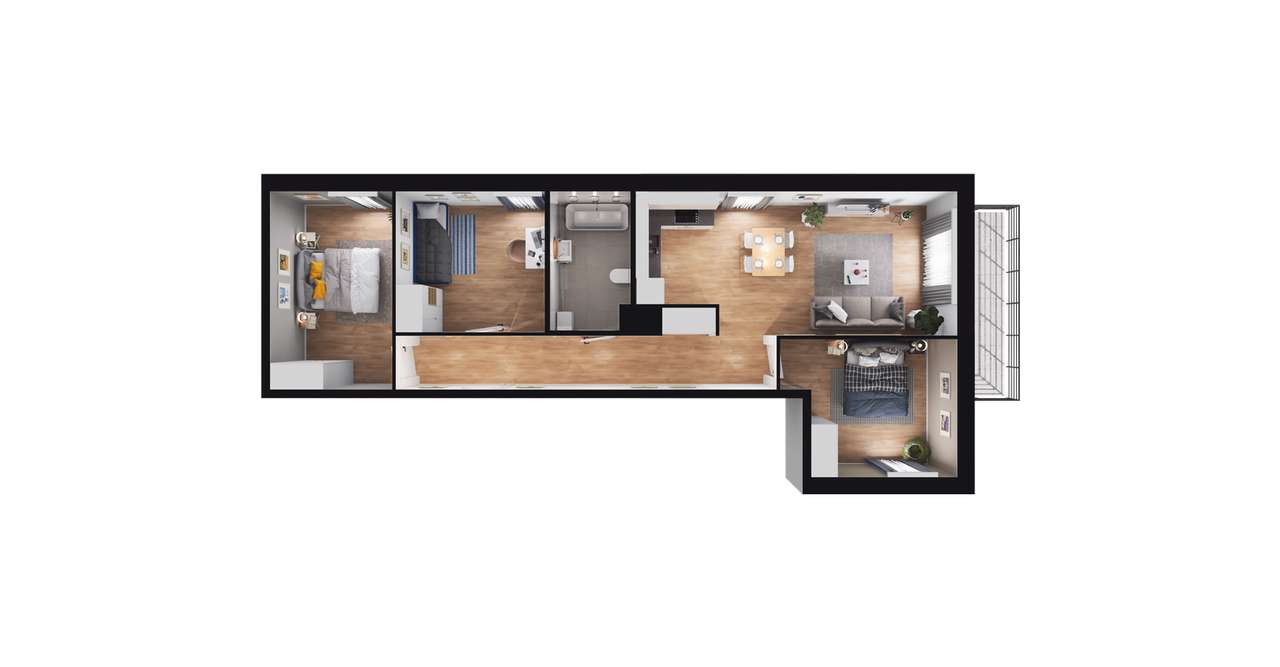 4-pokojowe mieszkanie 72m2 + balkon Bez Prowizji - Pełny obrazek: 2/6