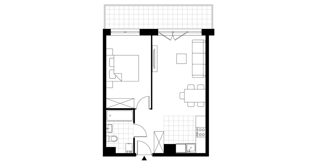 2-pokojowe mieszkanie 43m2 + balkon - Pełny obrazek: 3/8