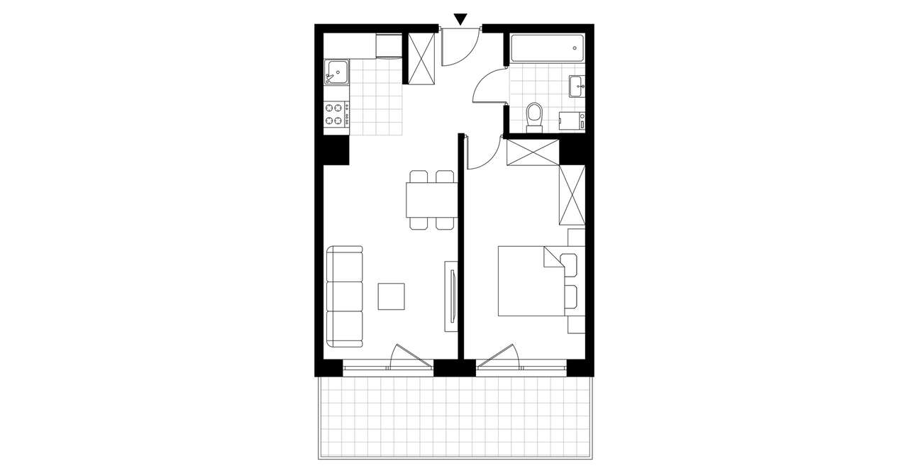 2-pokojowe mieszkanie 42m2 + taras Bez Pośredników - Pełny obrazek: 4/9
