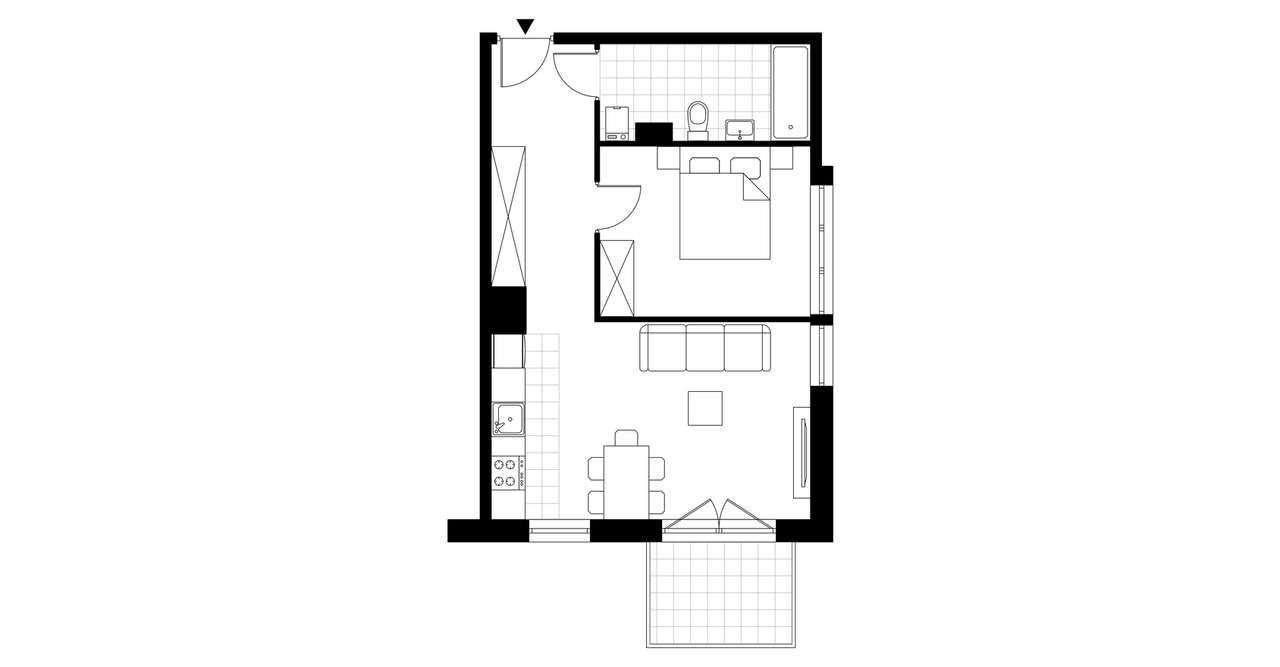 2-pokojowe mieszkanie 46m2 + balkon Bezpośrednio - Pełny obrazek: 3/8