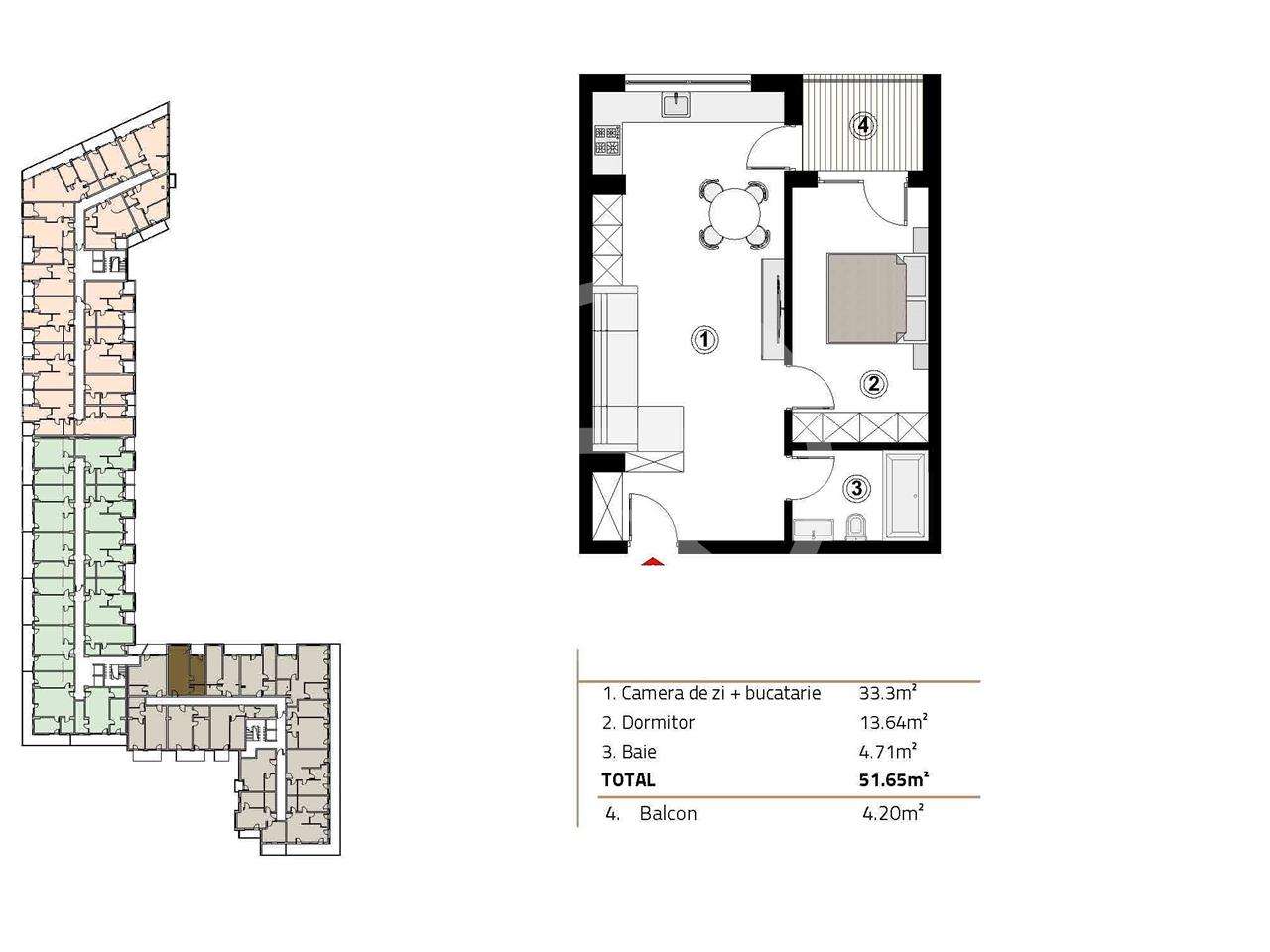 Apartament cu 2 camere, 51 mp utili, situat in zona strazii Sopor! - Imagine principală: 4/4