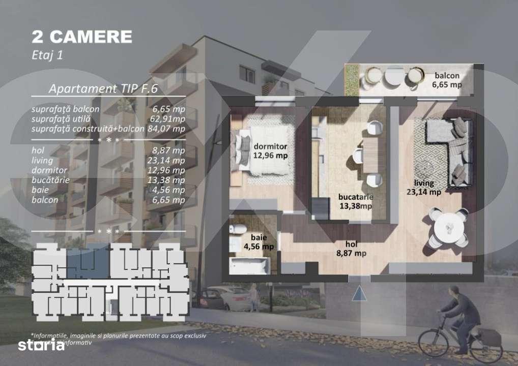Apartament 2 camere de vanzare zona Postalionului