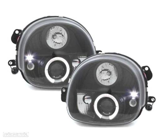 FARÓIS FRONTAIS ANGEL EYES PARA RENAULT TWINGO I 93-97. FUNDO PRETO - 1